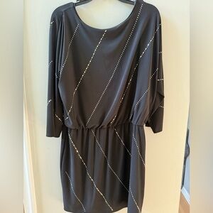 White House Black Market Black Dress with Gold Detailing